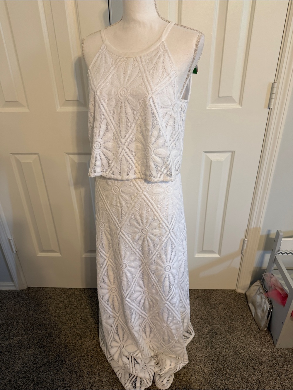 Lilly Pulitzer White Textured Maxi Skirt Set - Sleeveless Crop Top
